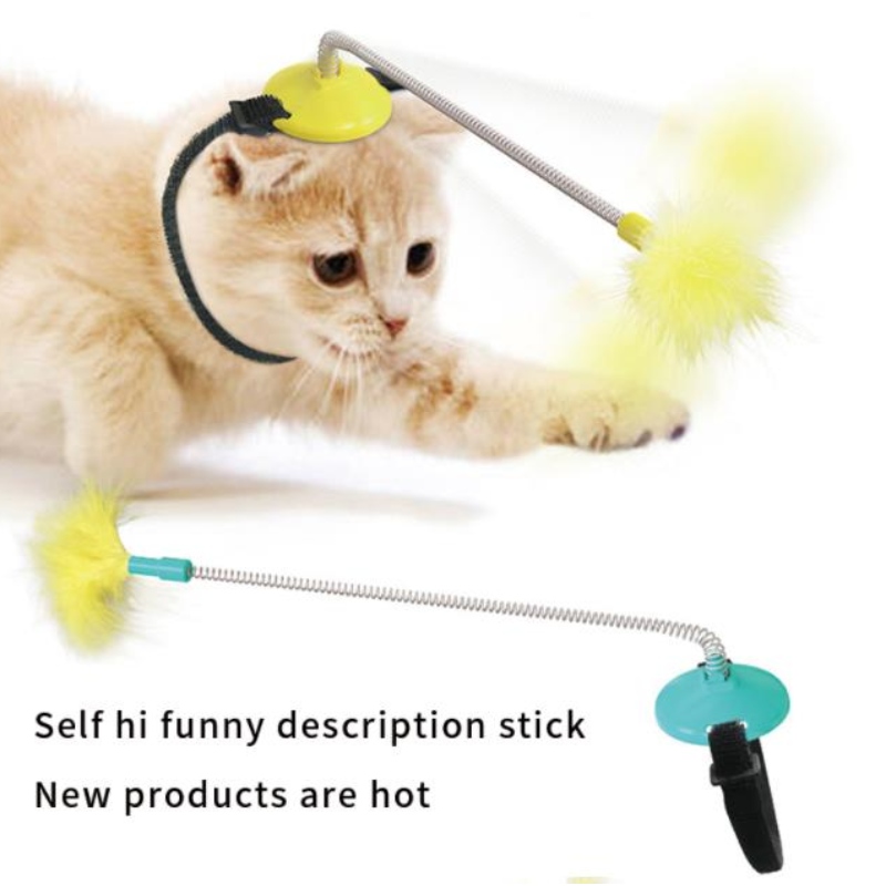 Nhà máy cung cấp trực tiếp vậtnuôi, mèo tự chữa lành đồ chơi mèo cổ áo đồ chơi mùa xuân với vòi để trêu chọc mèo